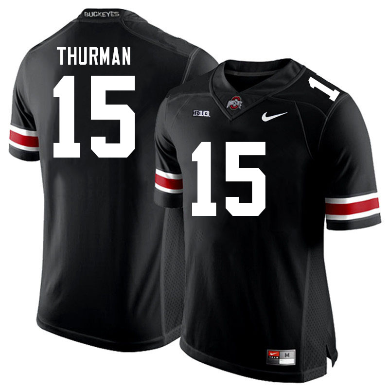 Ohio State Buckeyes Jelani Thurman Men's #15 Black Authentic Stitched College Football Jersey